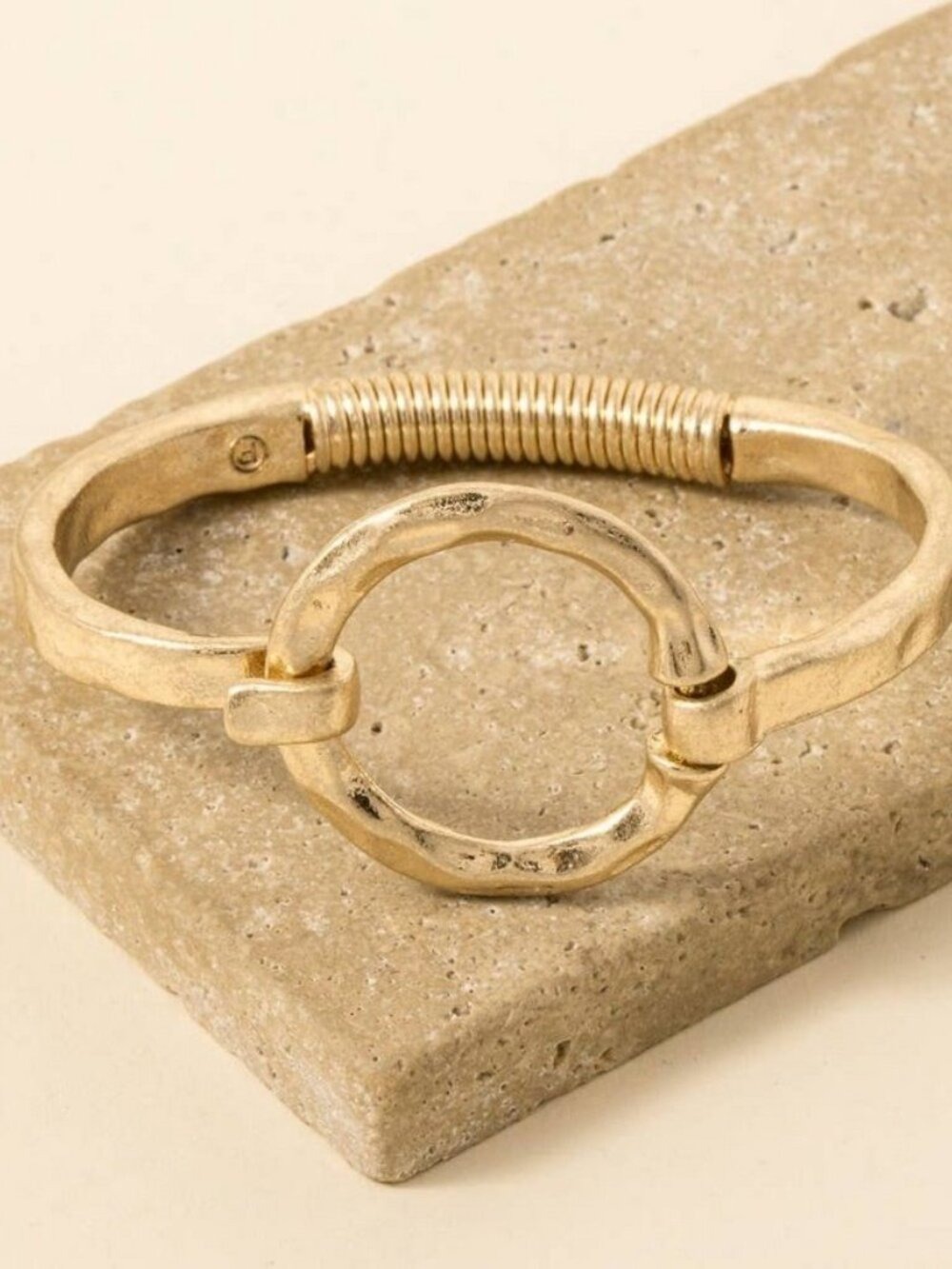 Hammered Circle Bangle Bracelet - Picture 2 of 3